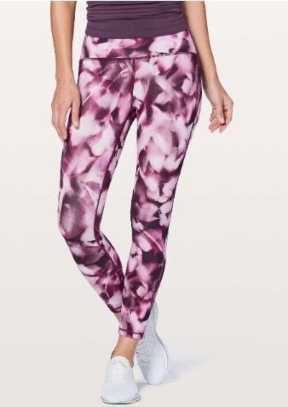 Lululemon Sz 4 Train Times 7/8 Leggings Blush Blossom Alpine White Candy Pink